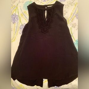 Women’s Daniel Rainn Sleeveless Keyhole Crochet Top, Black, sz. S, NWT
